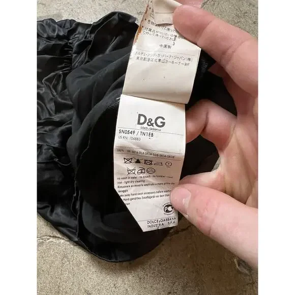 Dolce & Gabbana Dress Ribbon Sleeveless Women Size 46 Silk Black Rose - Picture 7 of 8